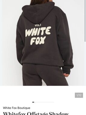 White Fox Boutique Offstage Shadow Hoodie - Charcoal with white  Logo Size-XS/S